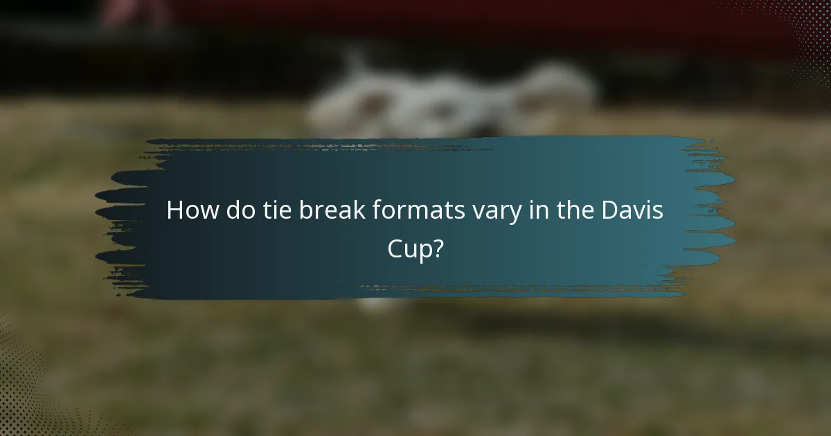 How do tie break formats vary in the Davis Cup?