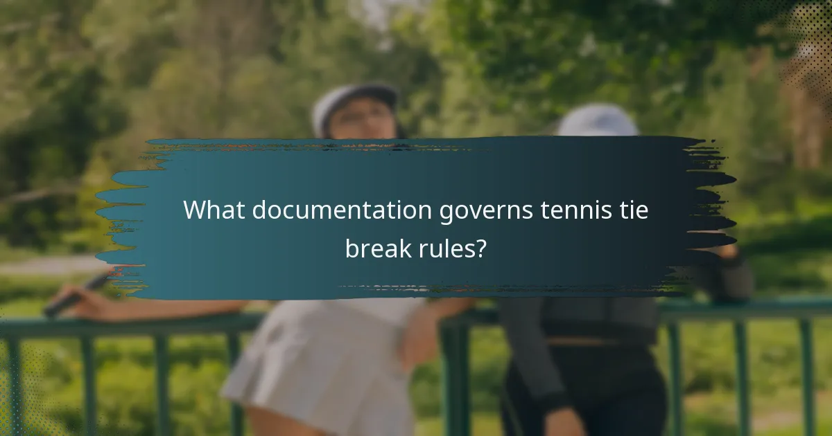 What documentation governs tennis tie break rules?