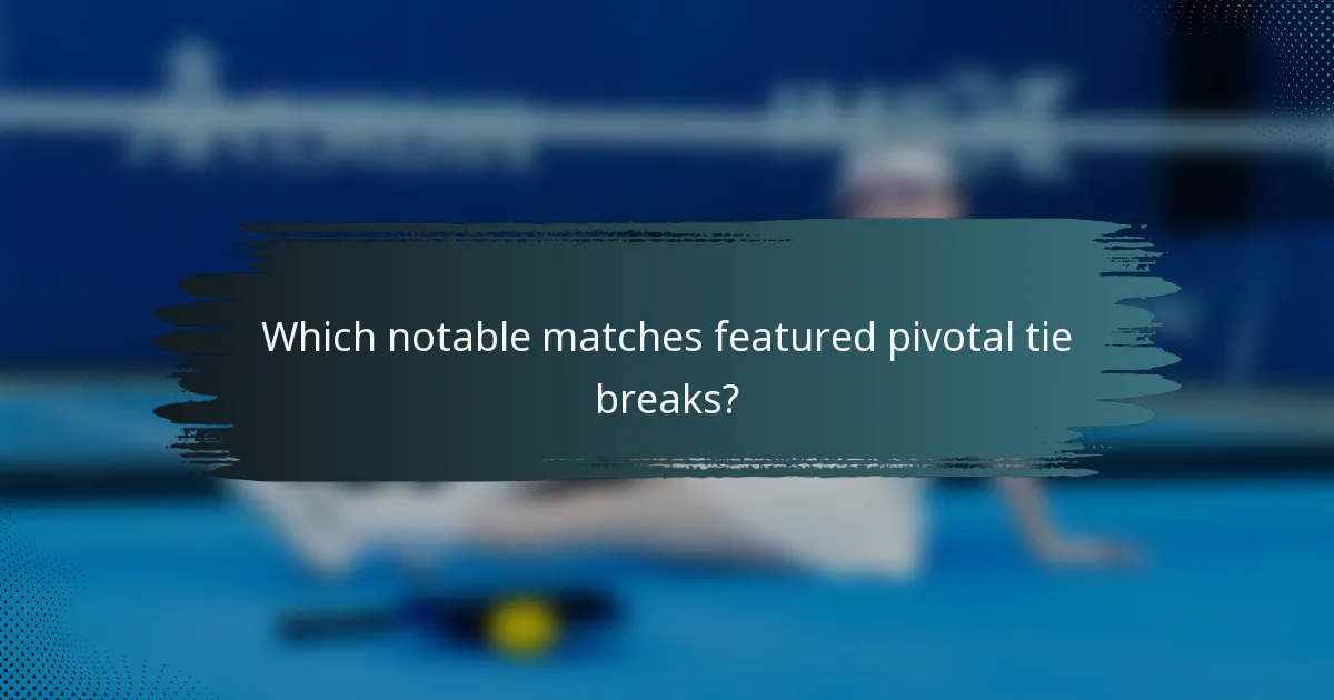 Which notable matches featured pivotal tie breaks?
